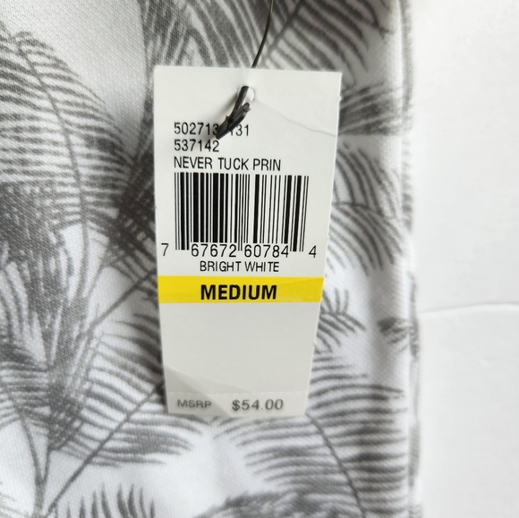 Van Heusen Mens Never Tuck Palm Tree Polo Shirt | White + Gray Size M 5027131131 - Picture 4 of 9